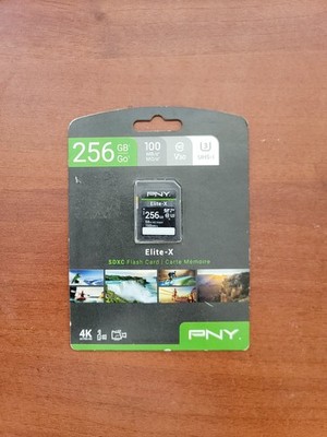 PNY Technologies 256GB Elite-X SDXC Flash Memory Card, Class 10, UHS-I U3 4K HD!