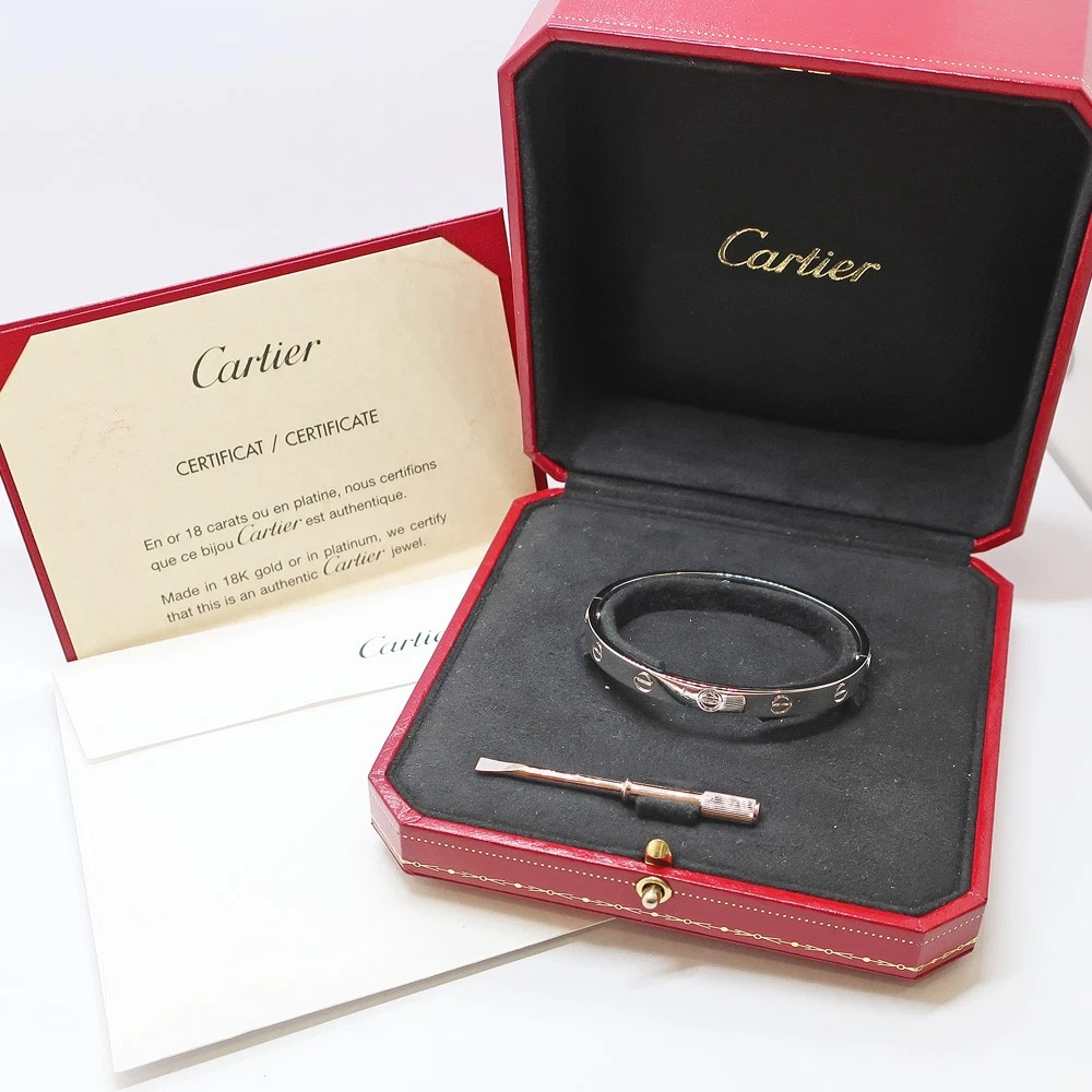 Bracciale Cartier Love Oro Bianco 18 K Gioielli Donna Autentico Misura #17 #00282