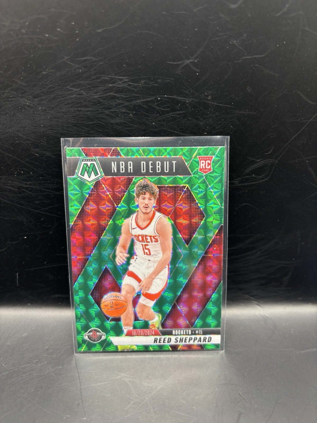 2024-25 Panini Mosaic - NBA Debut Reed Sheppard #252 Green Mosaic Prizm (RC)