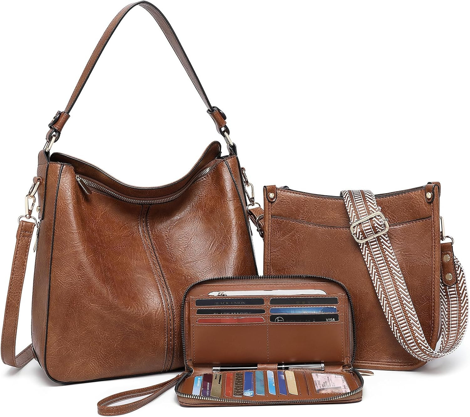For Women 3pcs, Crossbody Bags Set Large Leather Purse Shoul