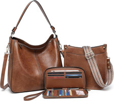 Purses for Women 3PCS, Crossbody Bags Set Large Leather Purse Shoulder Handbags