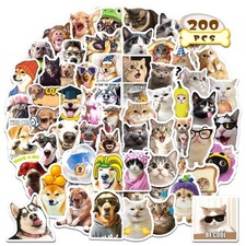 200 PCS Cat and Dog Meme Stickers, Funny Pet Stickers