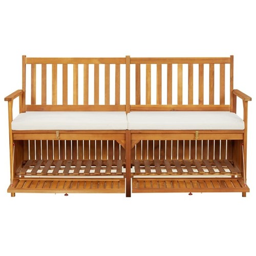 Cassapanca con Cuscino 148 cm in Legno Massello di Acacia - Foto 3 di 8