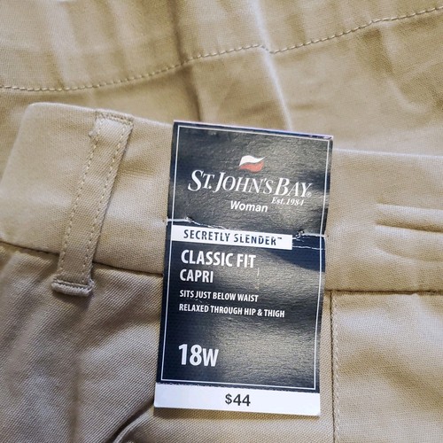 St Johns Bay Secretly Slender Khaki Capri Pants classic fit Women's Size 18W NWT - Picture 6 of 9