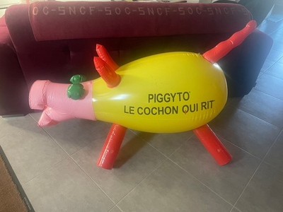 PIGGYTO DAS LACHENDE SCHWEIN - AUFBLASBARE WERBEFIGUR - SIGNIERT DUJARDIN
