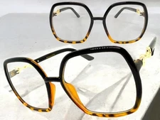 Oversized Exaggerated Vintage Retro Clear Lens EYE GLASSES Square Black Frame