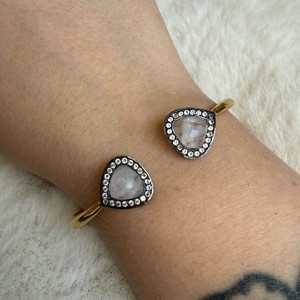 Authentic Love & Piece Double Moonstone CZ 24K Electroform Gold Plated Bracelet