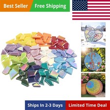 Iridescent Glass Mosaic Tiles, 200G Bulk Broken Pieces for DIY Crafts