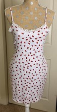 Strawberry Womens white Lace Dress Stretch Size Large Y2K Coquette Y2K