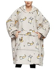 Wearable Blanket Hoodie fors Sherpa All Patterns Oversized Sweatshirt Adult Cat