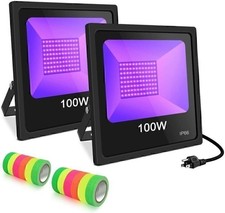 2 Pack UV LED Black Light Floodlight 100W Christmas Party DJ Dance Glow Lights