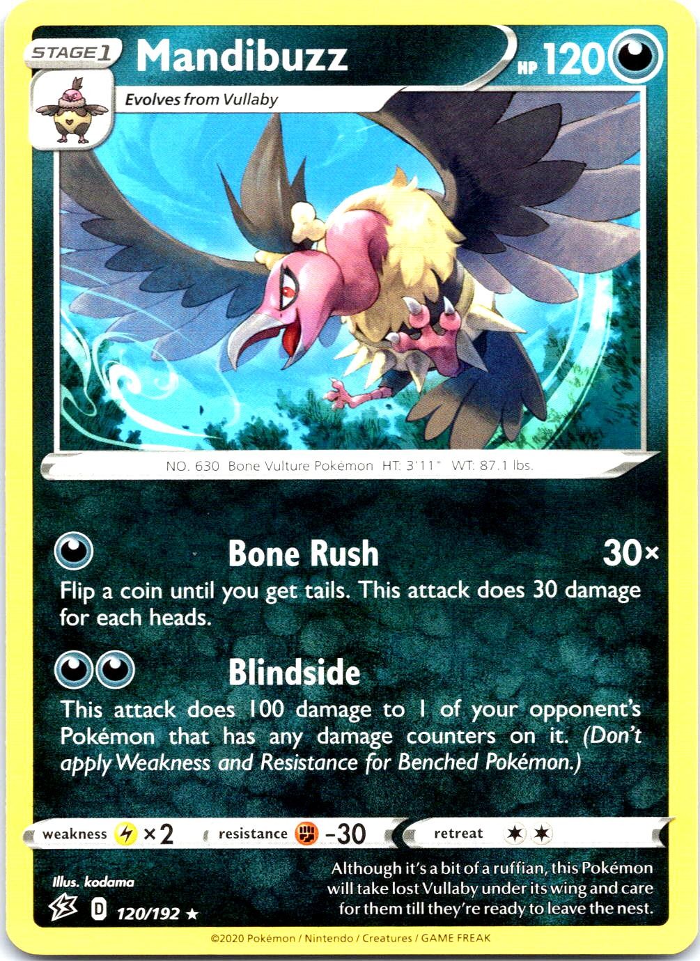 MANDIBUZZ 120/192 RARE REBEL CLASH POKEMON NM/M