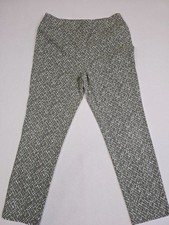 Chicos Fabulously Slimming Ankle Pants Size 1 Medium Green White Geometric Print
