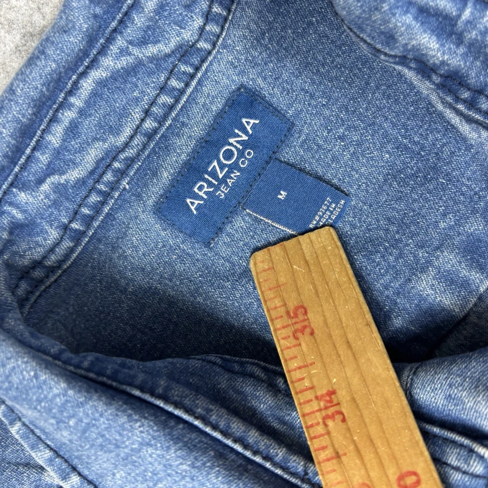 Camisa Arizona Jean Co Western Denim Abotonada Para Hombre Azul Medio Lavado Foto 4 de 4