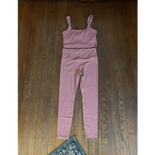 Women's Pink 2-Piece Sleeveless Scoop Neck Bra  Leggings Set for Yoga  Pilates