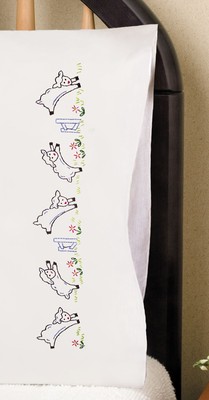 Tobin Stamped For Embroidery Pillowcase Pair 20''X30''-Prancing Sheep - T232240