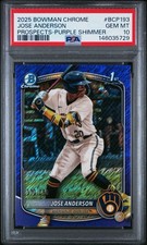2025 Bowman Chrome Jose Anderson 1st Prospects Purple shimmer /250 PSA 10