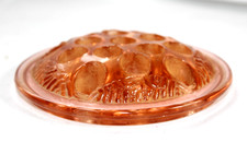 Pink Depression GLASS Round FROG FLOWER HOLDER 16 Hole-4.5  