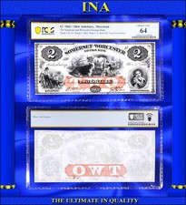 $2 Maryland Salisbury Somerset & Worchester Savings Bank Obsolete Note PCGS 64