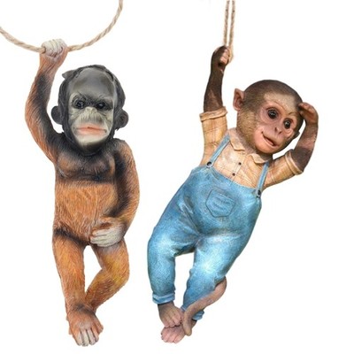 Monkey Ornament Resins Hanging Animal Miniature Figurine For Garden Patios Lawn