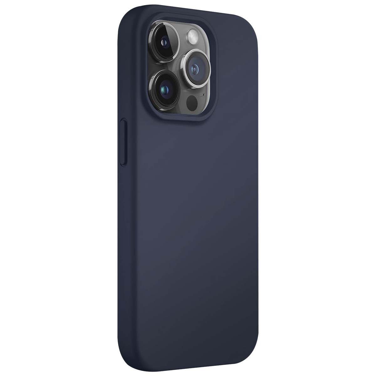 Coque iPhone 14 Pro Max silicone anti-choc et intérieur microfibre bleu