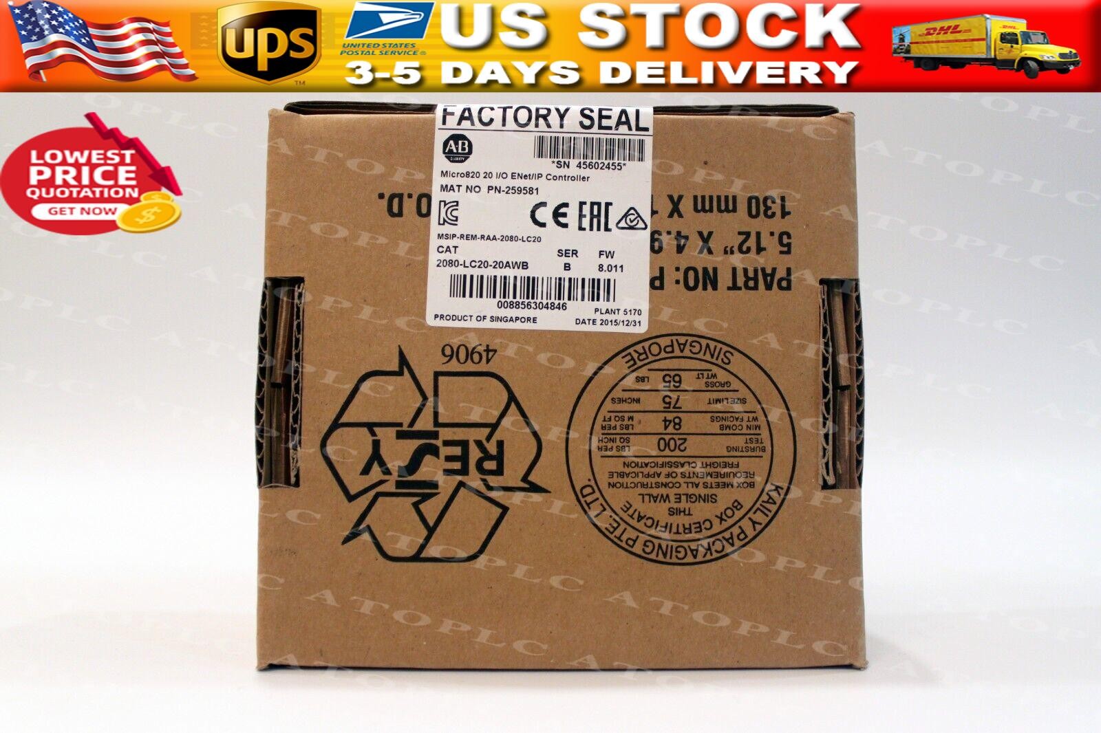 NEW Allen Bradley 2080-LC20-20AWB Micro820 20 I/O ENet/IP Controller UPS Shippin