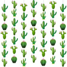 8 Pcs Garlands Decoration Fiesta Party Banner Mexican Taco Green Cactus