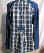 Vintage PS & Rhinestones Panhandle Slim Denim Western Blue Plaid Shirt S UNIQUE