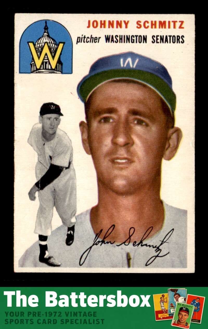 Johnny Schmitz #33 Baseball Cards 1954 Topps trading card — raw and PSA graded price guide
