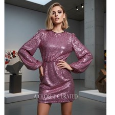 Rhode Isa Sequin Mini Dress 8 Purple NWT Party Iridescent Holiday
