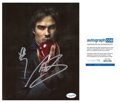 IAN SOMERHALDER SIGNED DAMON SALVATORE VAMPIRE DIARIES 8X10 PHOTO - ACOA COA
