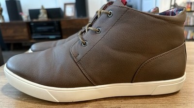 chukka boots men 12 - Flag & Anthem Brown Leather Plaid Lined Casual 