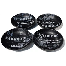 Williams Sonoma Black Vineyard Slate Appetizer Plates Set of 4