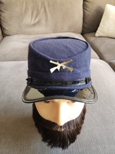 Vintage Civil War Union Army Blue Wool Kepi Hat - Size S - Made In USA