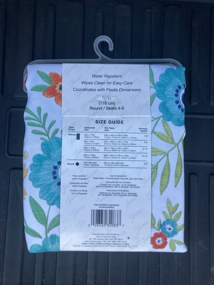 70” Round FIESTA Indoor Outdoor FABRIC TABLECLOTH  EASY CARE TC021354KRFIC1 - Image 4 of 4