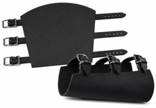 Echtleder Armschienen  Armstulpen schwarz 1 Paar mit 3 fach Verschlu&szlig; R&uuml;stung