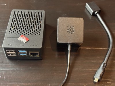 Raspberry Pi 4 Model B 1GB w/ Case/fan, Power Supply, MicroSD card, HDMI adapter