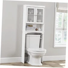  Over The Toilet Storage Cabinet, Above Toilet Storage Shelf with Glass White