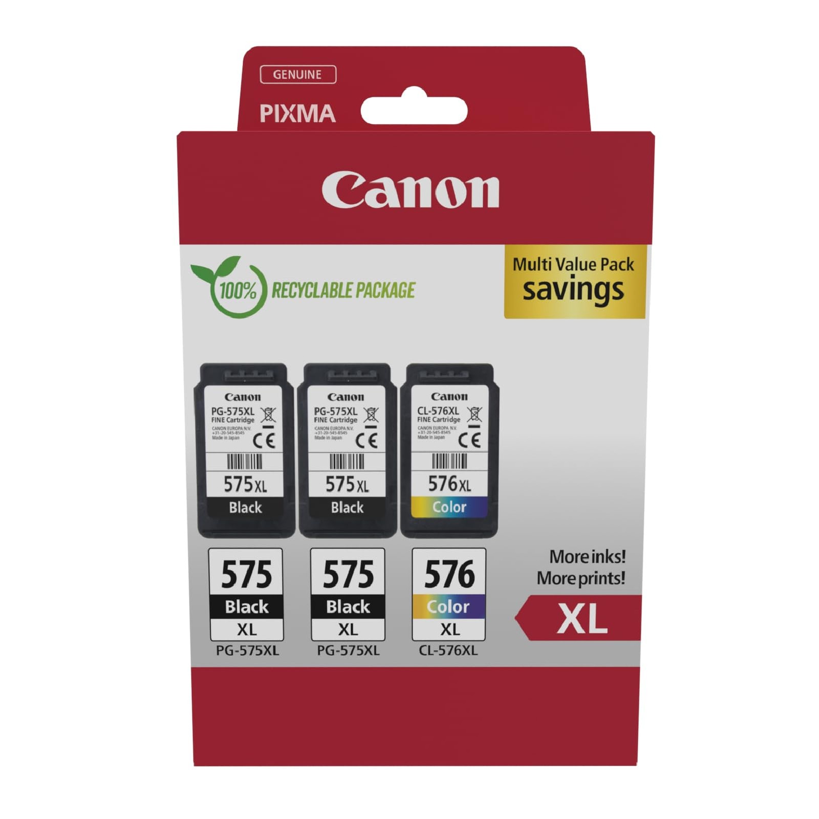 Cartouches d'encre Canon PG-575XL / CL-576XL haute précision et séchage rapide