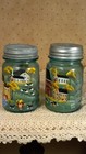 2 BALL PERFECT MASON  BLUE GLASS PINT CANNING JARS  HAND PAINTED FOLK ART — photo 2