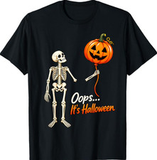 Skeleton Lost Balloon Pumpkin Funny Creepy Halloween T-Shirt