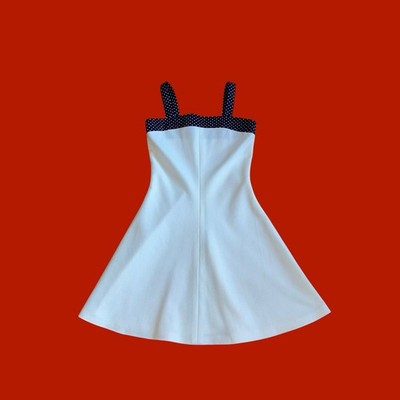 Vintage 1960s White Fit N Flare White Polyester Mini Dress Sundress Size  Small | eBay