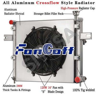 3 Row Radiator Shroud Fan For 1999-2005 JEEP GRAND CHEROKEE WJ/WG 4.7L V8