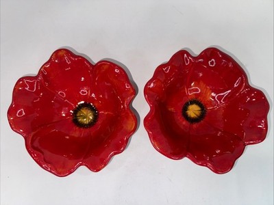 Pair Of Curved Edge 7 Inch Poppy Bowls By Fiori di Paradiso Ambiance Collection