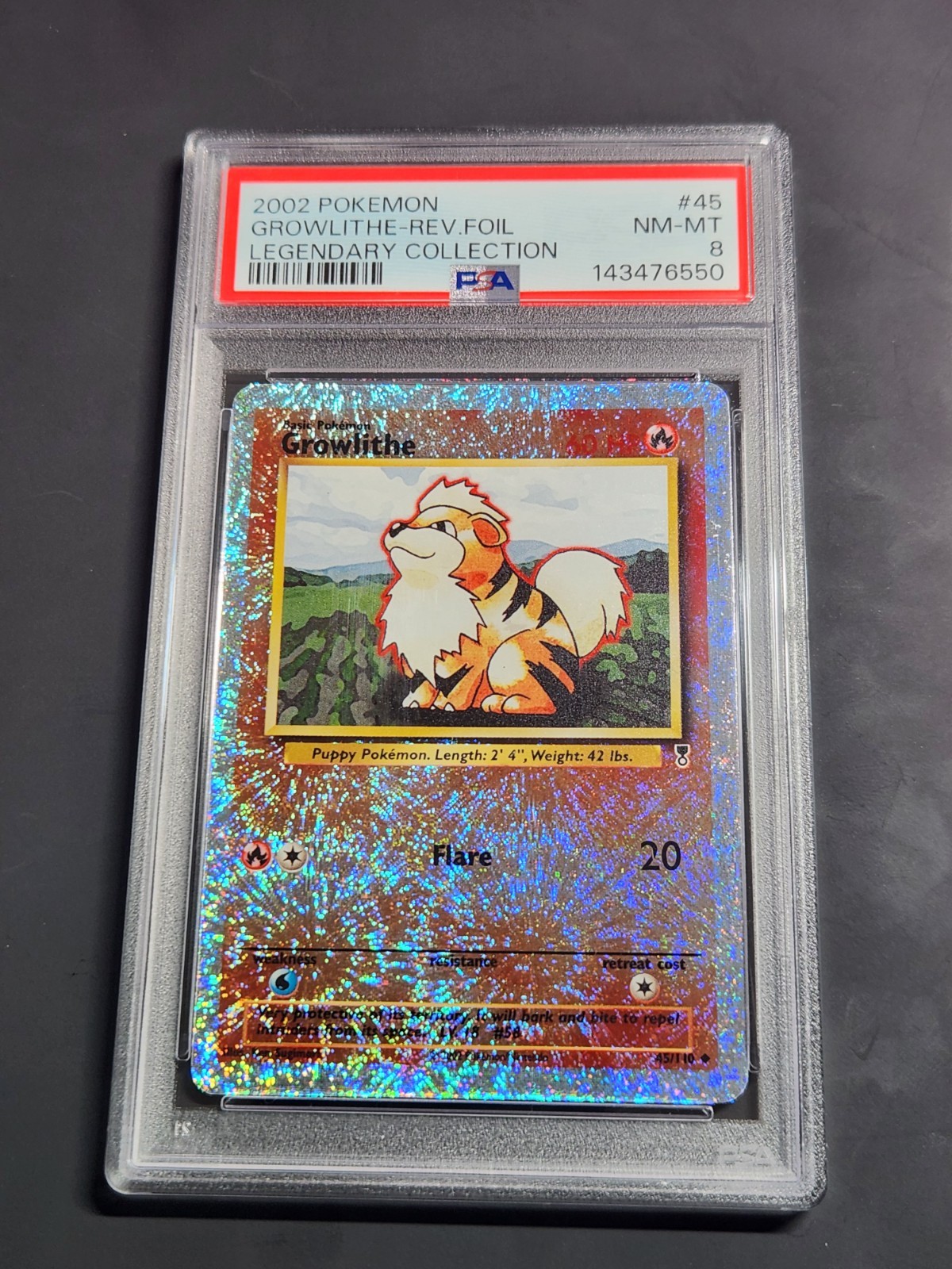 Psa 8 Growlithe Reverse Holo Legendary Collection #45
