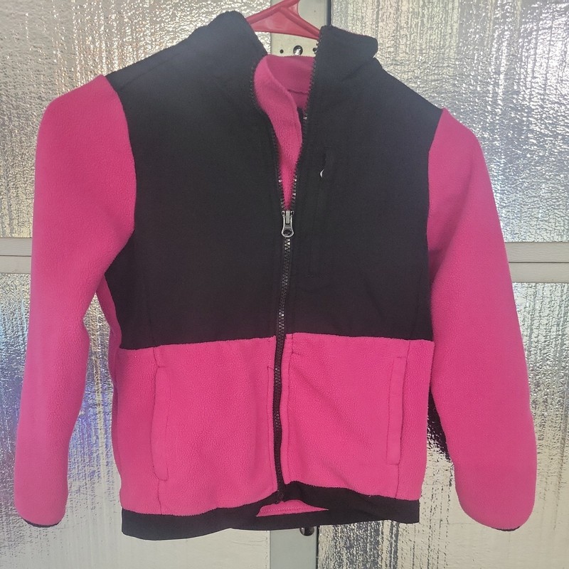 Faded Glory Young Girls zip-up jacket Size S (6/6X) Pink/Black