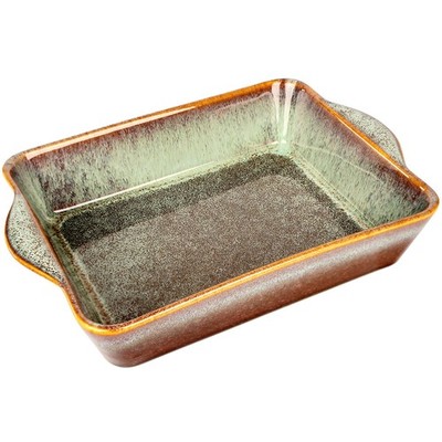 Rectangular 10 x 8 Casserole Dish, 2 Qt Ceramic Au gratin Baking Dish with Ha...