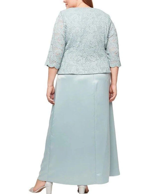 Vestido Chaqueta ALEX EVENINGS Talla Grande 20W Encaje y Satén 2 Piezas Nuevo con Etiquetas $249 Foto 3 de 3