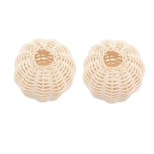 Rattan Woven Lamp Shade Ornament Set of 2 Durable Decorative Light Covers for...