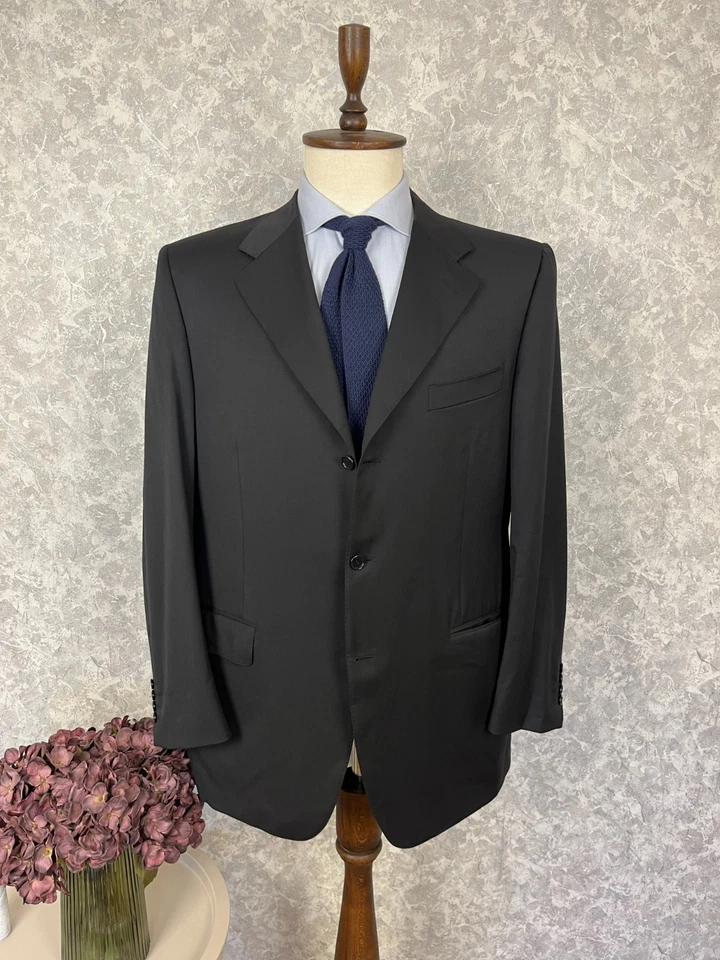 Canali Black Solid Wool 120'S 2 Piece Italian Formal Suit 44, EU 54 W37 L31 - Image 2 of 4